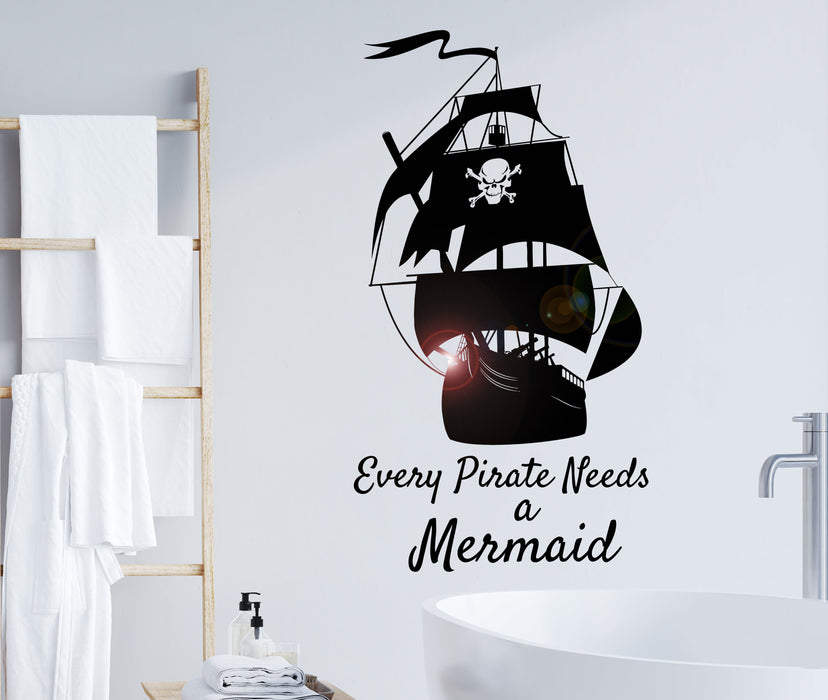 Wall Decal Pirate Ship Mermaid Funny Quote Ocean Style Vinyl Decor gz393