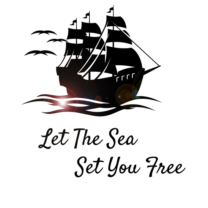 Wall Vinyl Ship Ocean Phrase Let The Sea Free Freedom Vinyl Decor gz396