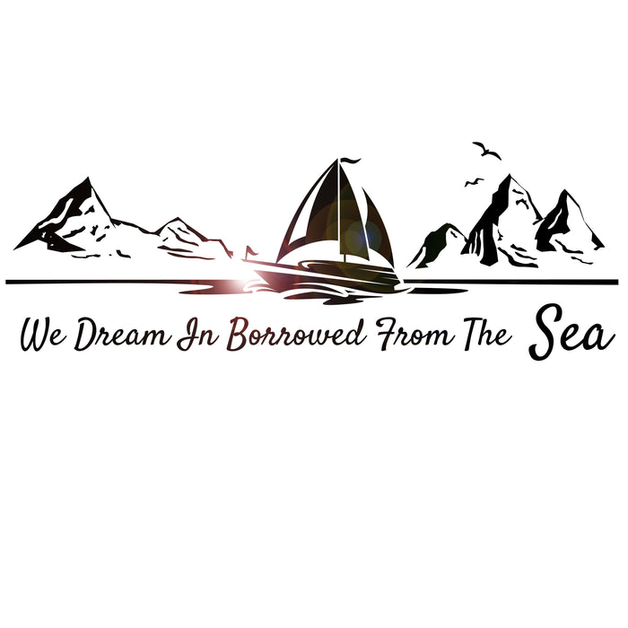 Wall Decal Ocean Sea Mountains Ship Birds Quote Vinyl Decor gz399