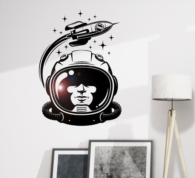 Наклейка на стену Астронавт Ракета Космический корабль Космонавт Интерьер Виниловый Декор gz407