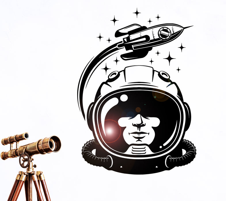 Наклейка на стену Астронавт Ракета Космический корабль Космонавт Интерьер Виниловый Декор gz407