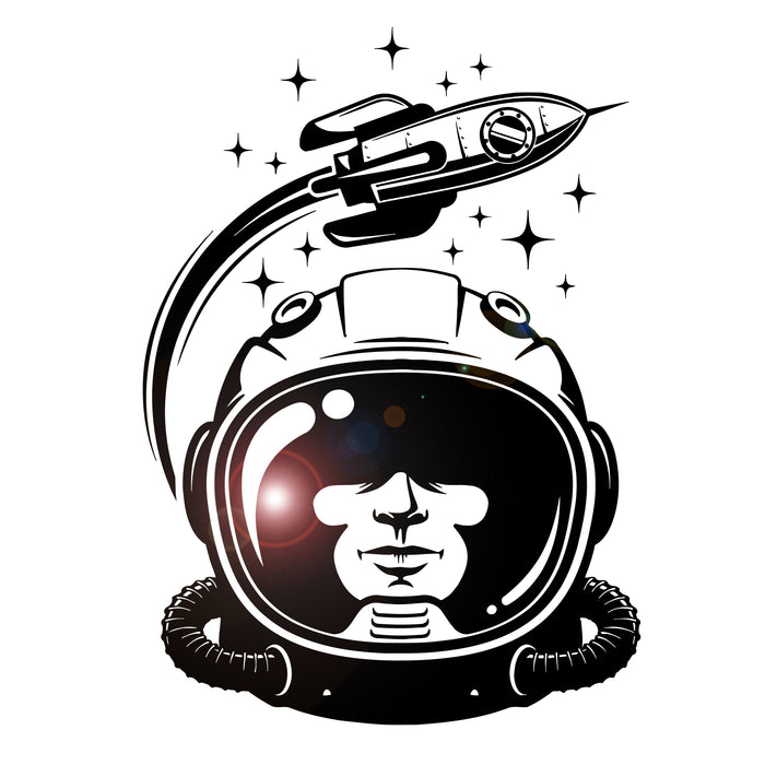 Наклейка на стену Астронавт Ракета Космический корабль Космонавт Интерьер Виниловый Декор gz407