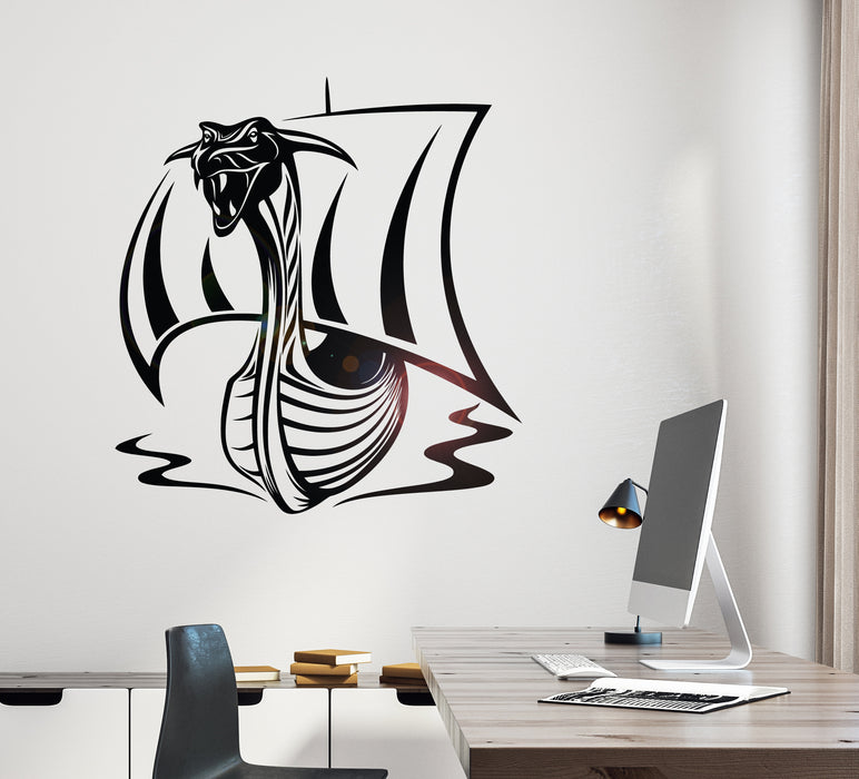 Wall Decal Viking Ship Drakkar Interior Dragon Head Vinyl Decor gz417