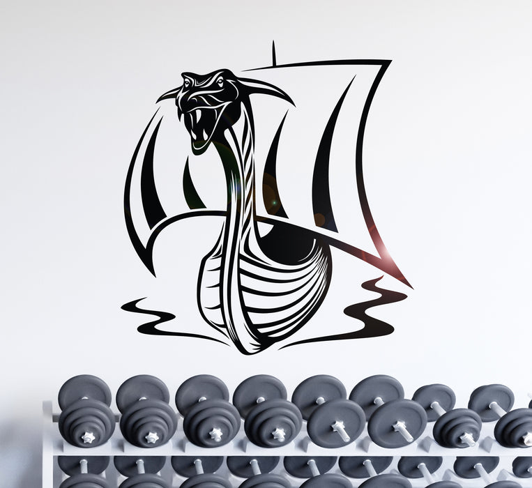 Wall Decal Viking Ship Drakkar Interior Dragon Head Vinyl Decor gz417