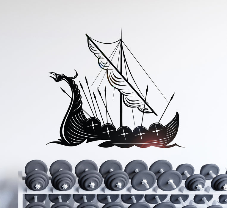 Wall Decal Viking Drakkar Sea Ship Interior Waves Vinyl Decor gz419