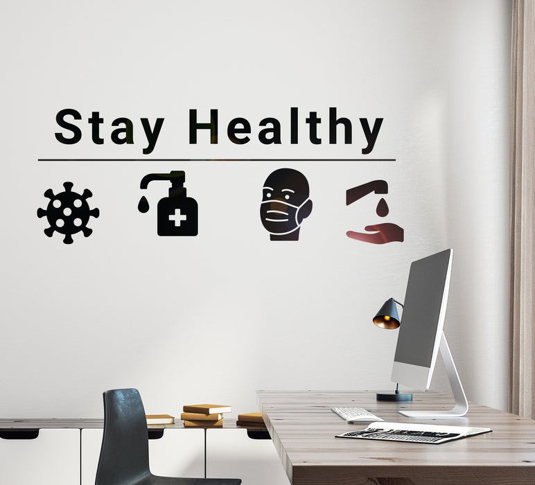 Wall Decal Stay Healthy Coronavirus Washing Hands Vinyl Decor gz421