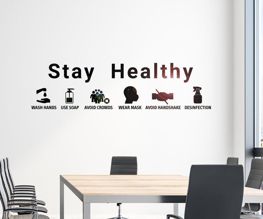 Wall Decal Stay Healthy Coronavirus Wash Hands Vinyl Decor gz423