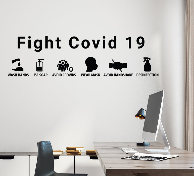 Wall Decal Fight Coronavirus Bathroom Health Interior Vinyl Decor gz428