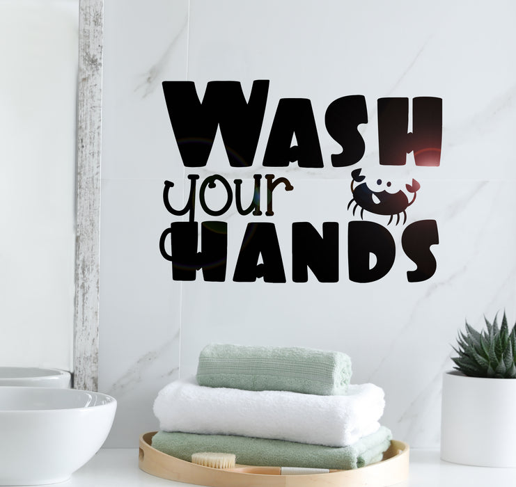 Wall Decal Words Wash Your Hands Bathroom Interior Vinyl Decor gz430