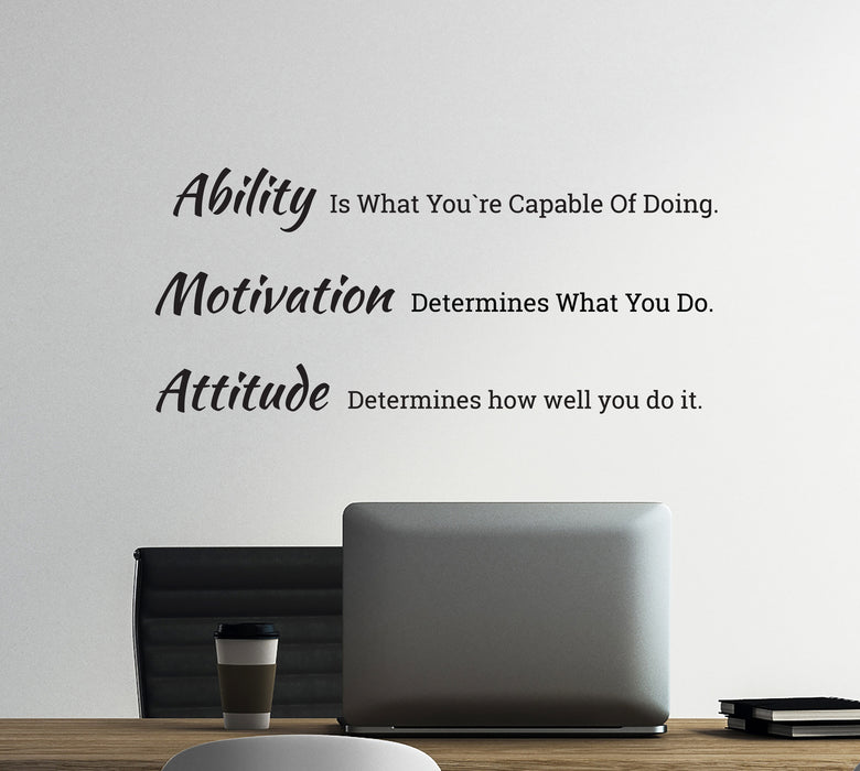 Wall Decal Quote Determine Motivation Attitude Vinyl Decor Black 28.5 in x 12 in gz435