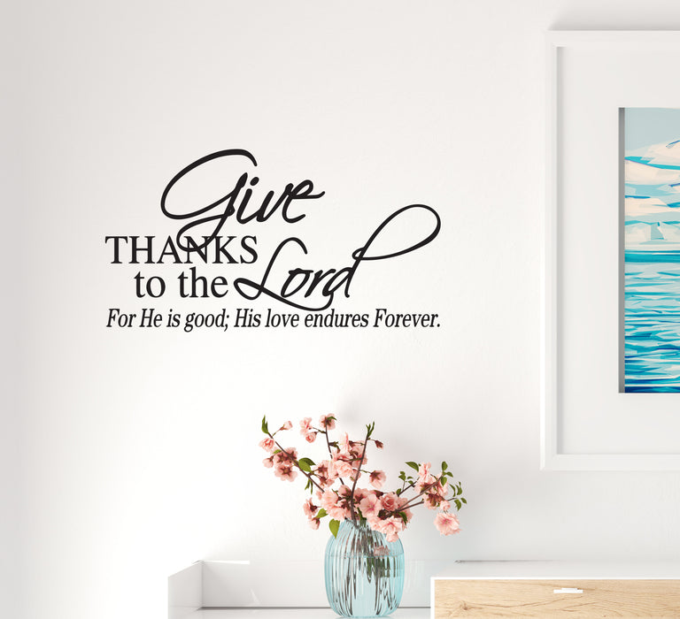 Wall Decal God Thanks Religion Home Interior Vinyl Decor Black 35 in x 19 in gz439