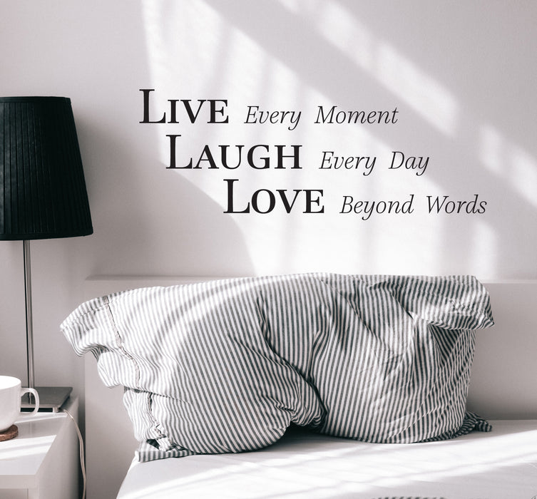 Wall Decal Words Live Laugh Love Motivation Interior Vinyl Decor Black 22.5 x 8.5 gz443