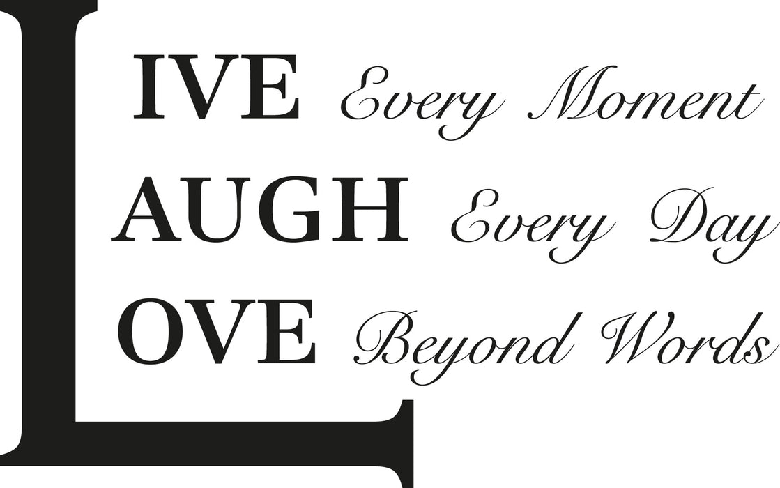 Wall Decal Inspiration Phrase Interior Live Love Laugh Vinyl Decor Black 22.5 x 14 gz444