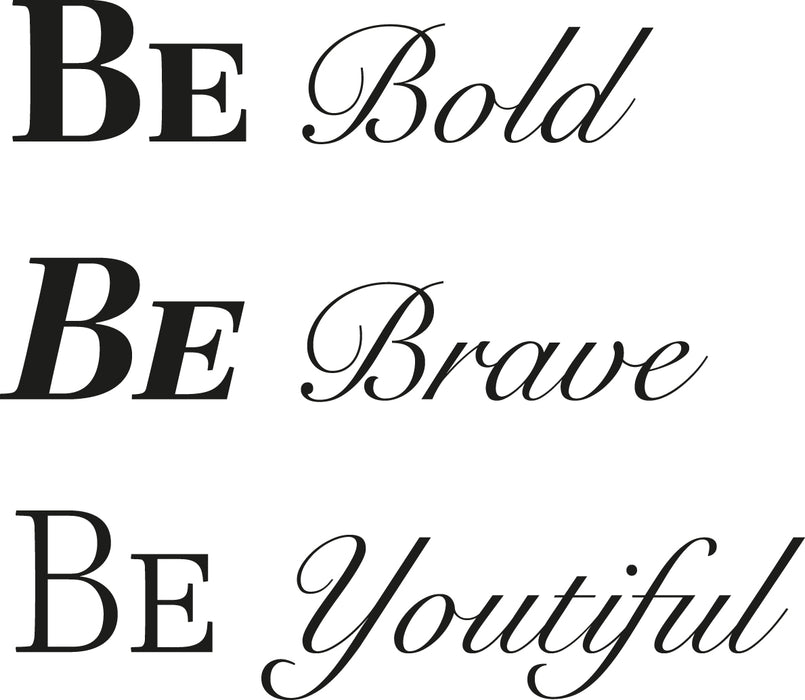 Wall Decal Motivation Inspiration Words Brave Bold Beautiful Vinyl Decor Black 22.5 x 19.5 gz446