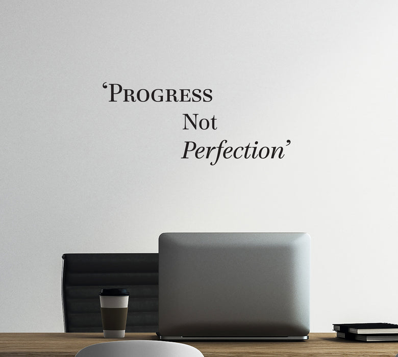 Wall Decal Motivation Progress Not Perfection Interior Vinyl Decor Black 22.5 in x 10 in gz459