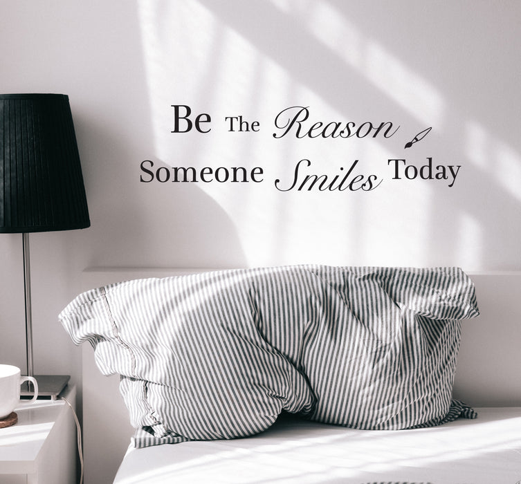 Wall Decal Motivation Words Letters Quote Reason To Smile Interior Vinyl Decor Black 22.5 in x 8 in gz463