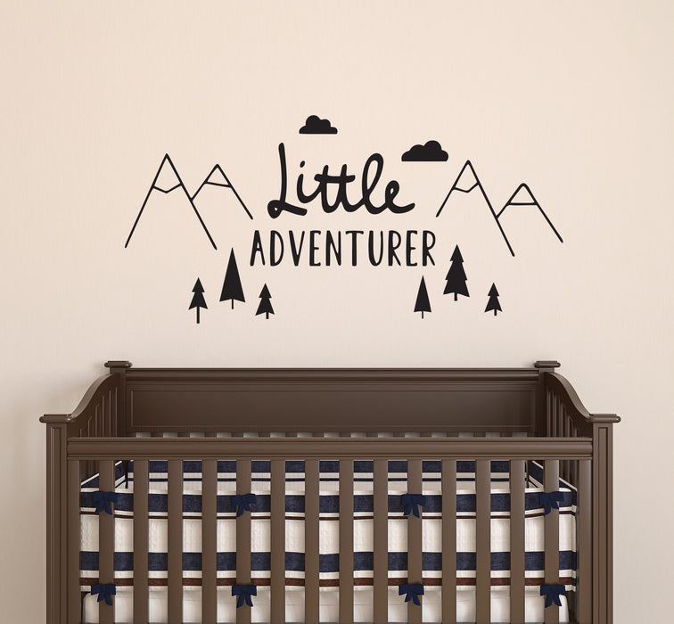 Wall Decal Little Adventure Mountain Trip Travel Interior Vinyl Decor Black 22.5 in x 10.5 in gz464