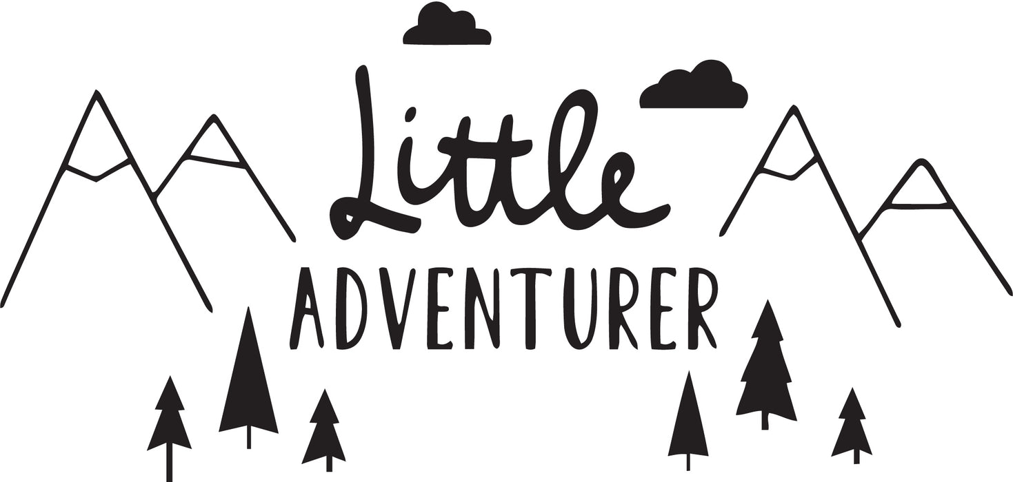 Wall Decal Little Adventure Mountain Trip Travel Interior Vinyl Decor Black 22.5 in x 10.5 in gz464