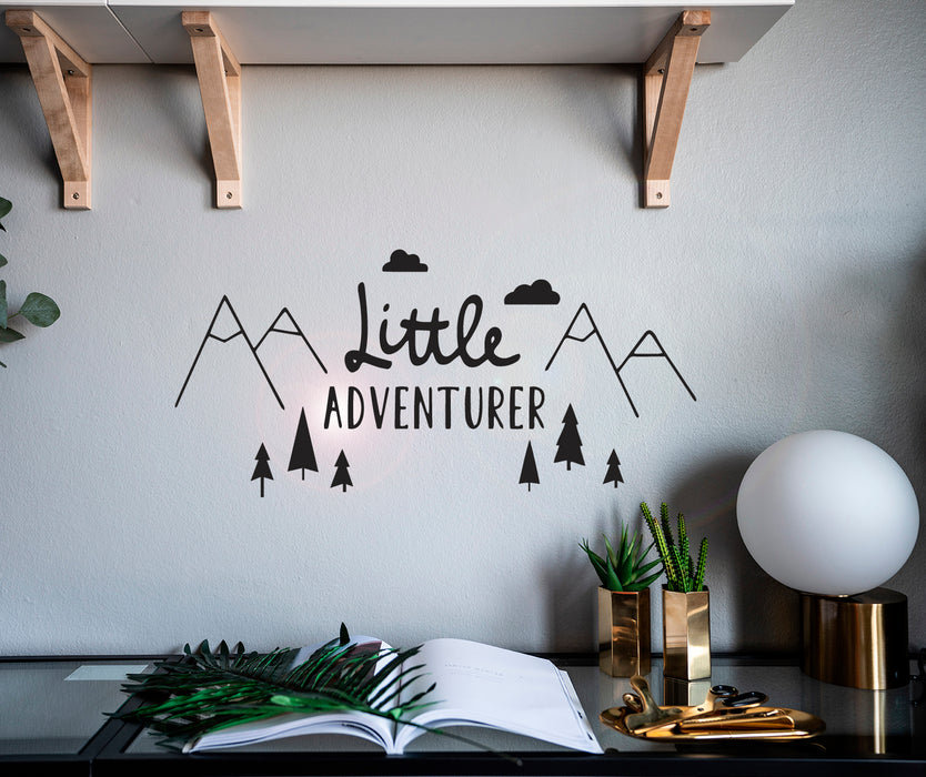 Wall Decal Little Adventure Mountain Trip Travel Interior Vinyl Decor Black 22.5 in x 10.5 in gz464