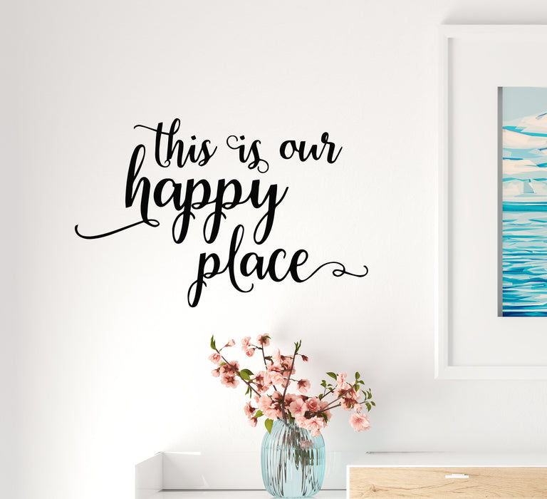Wall Decal Happy Place Living Room Decorating Vinyl Decor Black 22.5 in x 14.5 in gz467