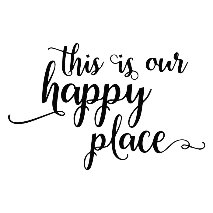 Wall Decal Happy Place Living Room Decorating Vinyl Decor Black 22.5 in x 14.5 in gz467