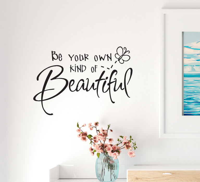 Wall Decal Girl Own Kind Of Beautiful Words Quote Interior Vinyl Decor Black 22.5 in x 15.5 in gz468