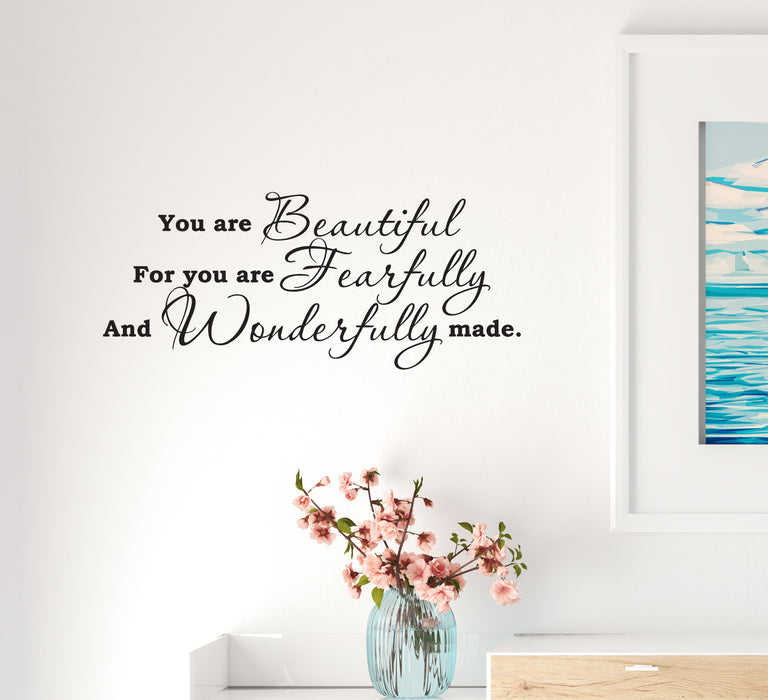 Wall Decal Beautiful Wonderful Motivation Words Quote Interior Vinyl Decor Black 28.5 in x 12.5 in gz469