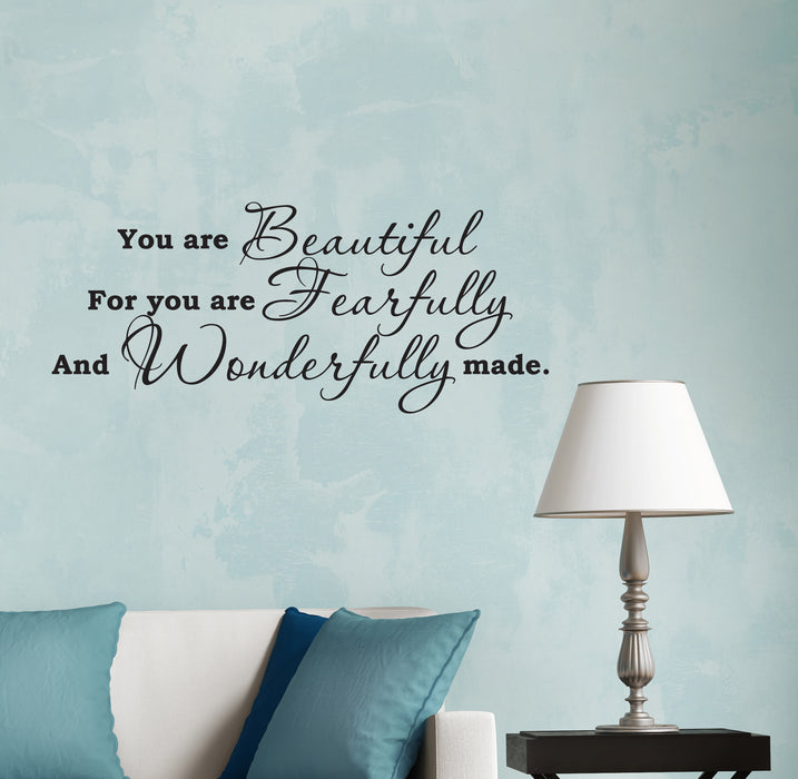 Wall Decal Beautiful Wonderful Motivation Words Quote Interior Vinyl Decor Black 28.5 in x 12.5 in gz469