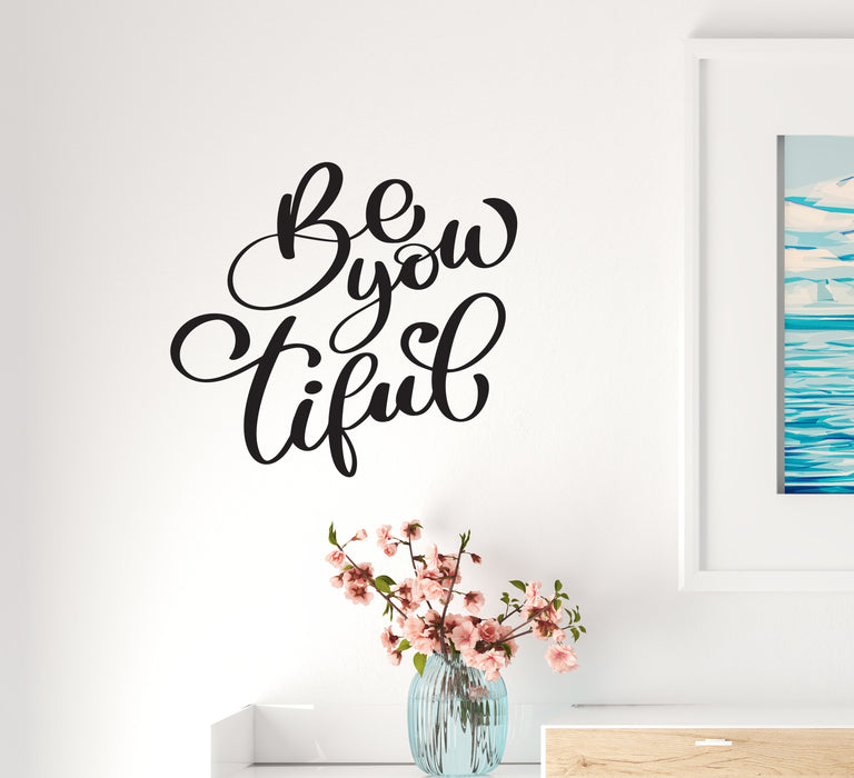 Wall Decal Lettering Beautiful Girl Bedroom Interior Vinyl Decor Black 22.5 in x 20 in gz471