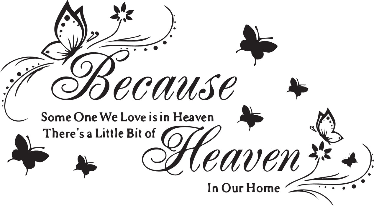 Wall Decal Heaven Home House Flower Love Butterfly Vinyl Decor Black 35 in x 20 in gz472