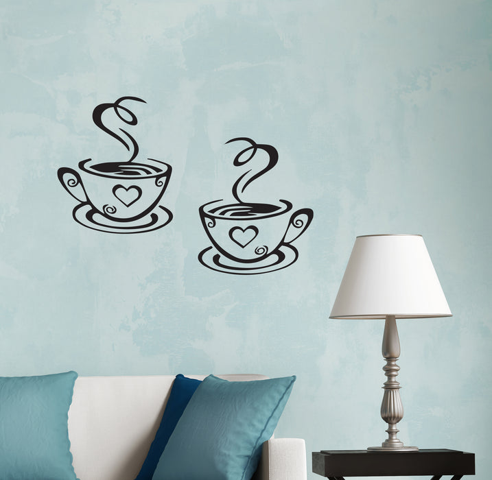 Wall Decal Cup Love Kitchen Coffee Cafe Interior Vinyl Decor Black 22.5 in x 15.5 in gz481