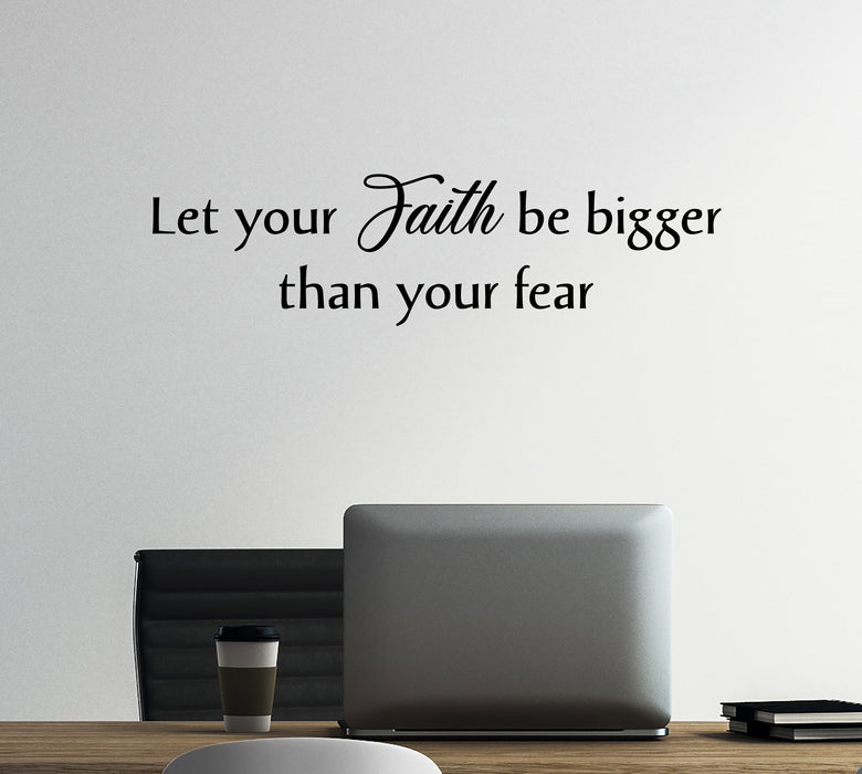 Wall Decal Faith Fear Motivational Words Quote Vinyl Decor Black 22.5 in x 6 in gz492