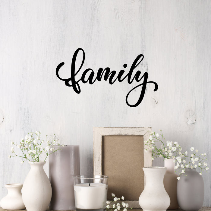 Wall Decal  Family Home Interior Motivation Word Vinyl Decor Black 22.5 in x 13 in gz496