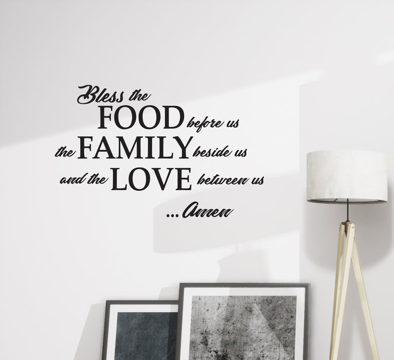 Wall Decal Food Family Love Religion Kitchen Interior Vinyl Decor Black 35 in x 22 in gz497