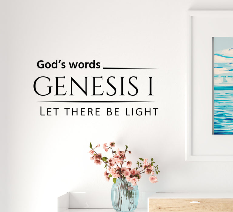 Wall Decal Religion God Genesis Phrase Light Interior Vinyl Decor Black 22.5 in x 10 in gz499