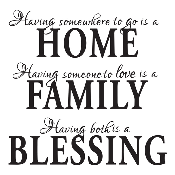 Wall Decal Home Family Blessing interior Vinyl Decor Black 22.5 in x 22 in gz504