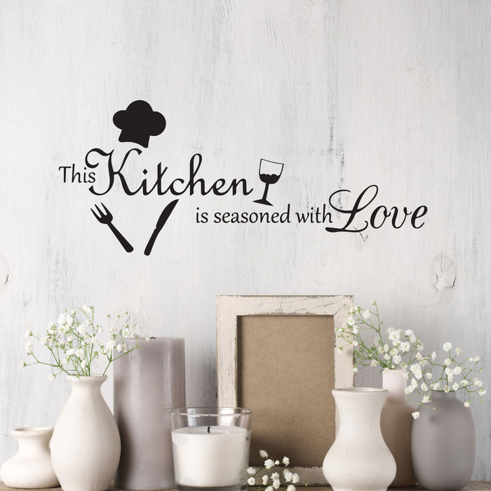 Wall Decal Restaurant Kitchen Love Quote Interior Vinyl Decor Black 22.5 in x 9.5 in gz509