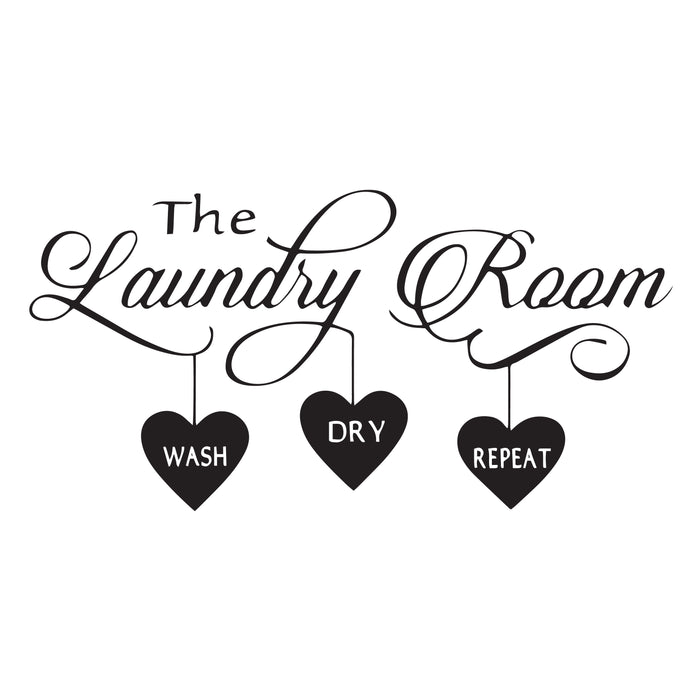 Wall Decal Laundry Room Washing Dry Funny Art Vinyl Decor Black 35 in x 17 in gz515