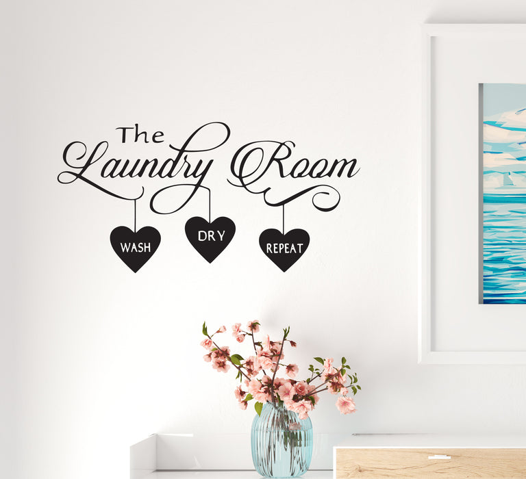 Wall Decal Laundry Room Washing Dry Funny Art Vinyl Decor Black 35 in x 17 in gz515