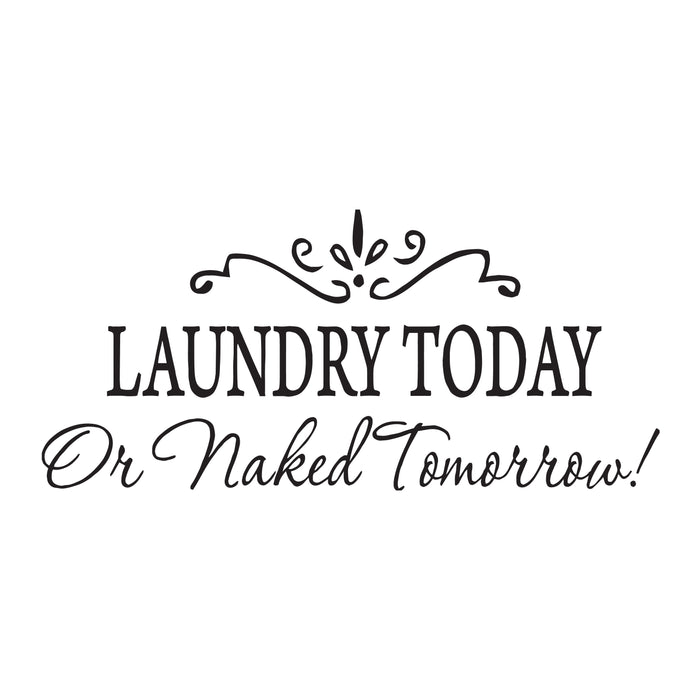 Wall Decal Laundry Room Funny Phrase Naked Interior Vinyl Decor Black 22.5 in x 10 in gz516