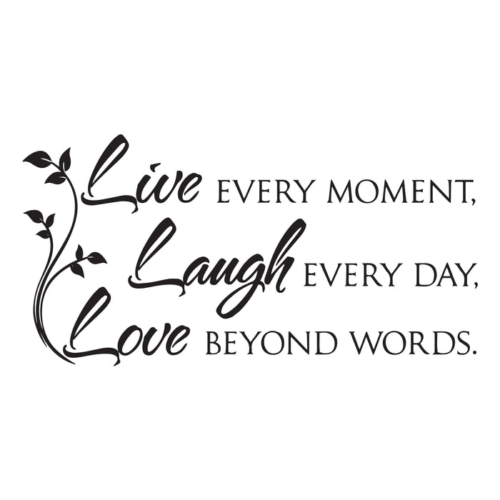 Wall Decal Live Laugh Love Inspirational Quote Vinyl Decor Black 22.5 in x 11 in gz519