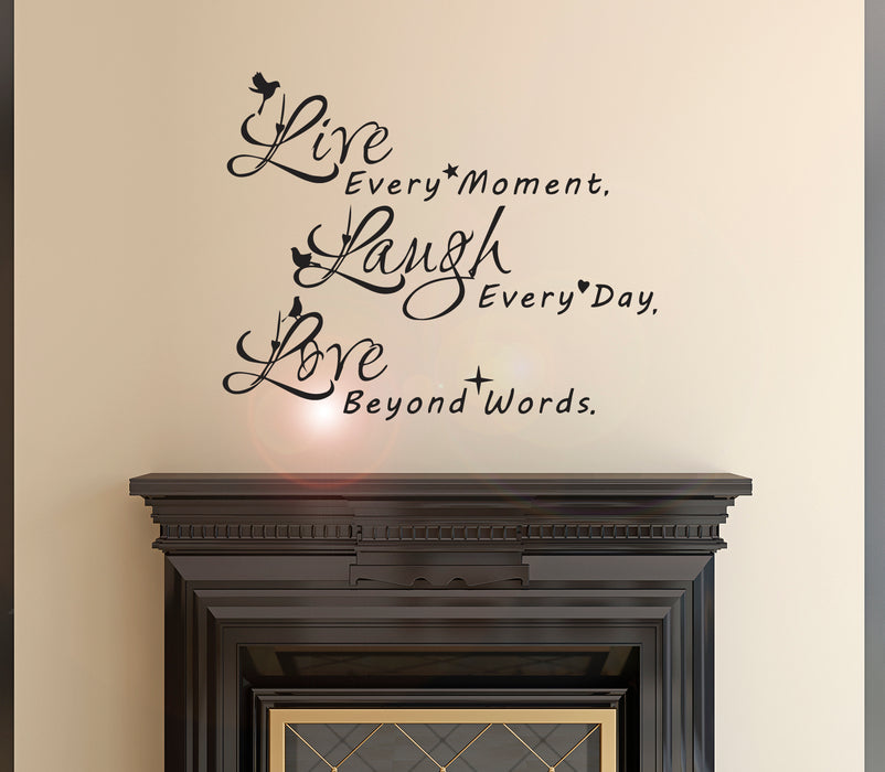 Wall Decal Live Laugh Love Motivation Interior Vinyl Decor Black 22.5 in x 18 in gz520