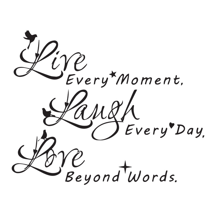 Wall Decal Live Laugh Love Motivation Interior Vinyl Decor Black 22.5 in x 18 in gz520