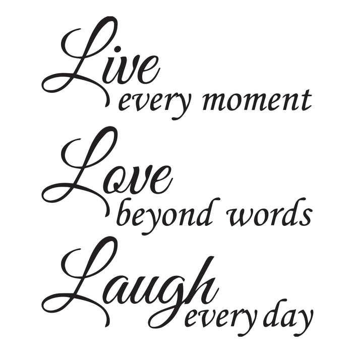 Wall Decal Live Love Laugh Inspiring Phrase Interior Vinyl Decor Black 19 in x 22.5 in gz521