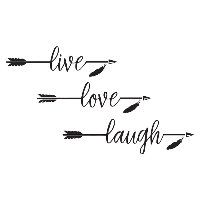 Wall Decal Live Love Laugh Arrows Bedroom Interior Vinyl Decor Black 22.5 in x 13 in gz522