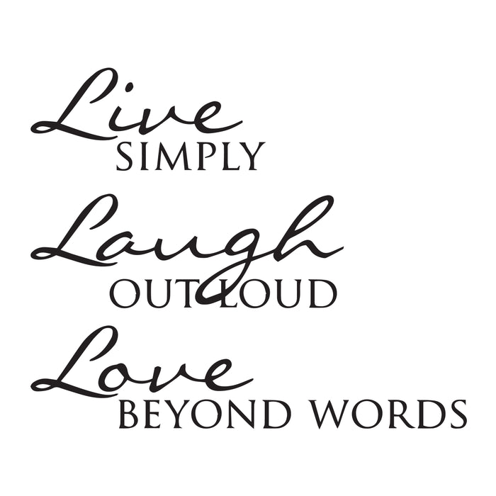 Wall Decal  Love Live Laugh Positive Inspiration Art Vinyl Decor Black 22.5 in x 18.5 in gz523