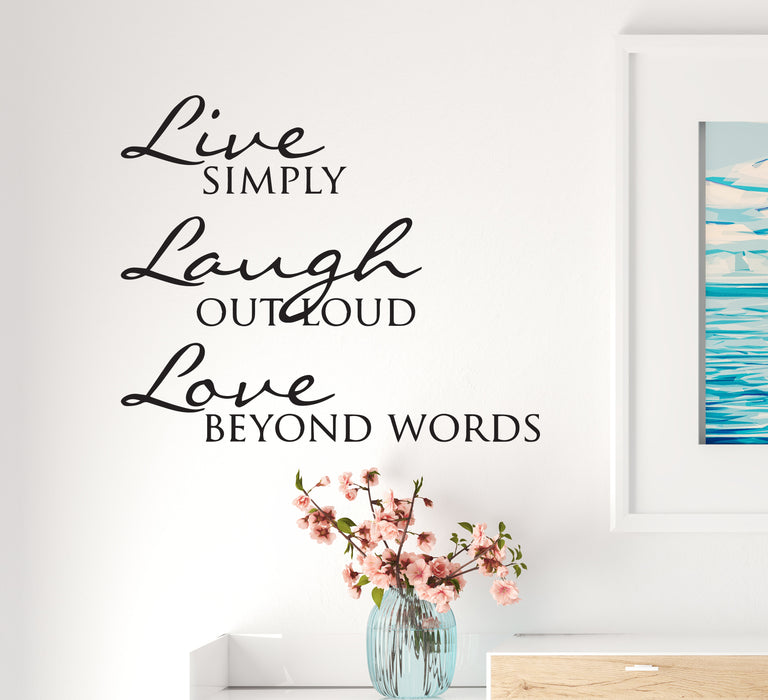 Wall Decal  Love Live Laugh Positive Inspiration Art Vinyl Decor Black 22.5 in x 18.5 in gz523