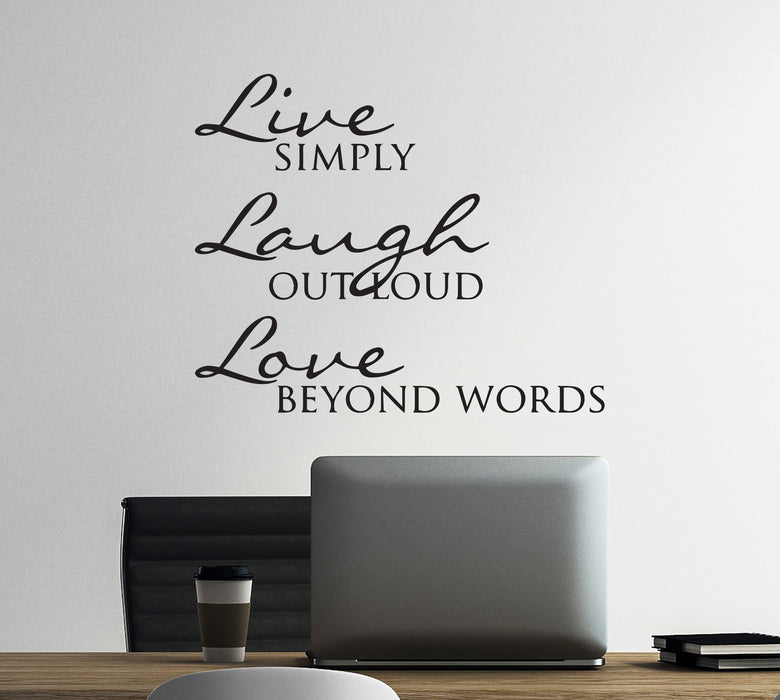 Wall Decal  Love Live Laugh Positive Inspiration Art Vinyl Decor Black 22.5 in x 18.5 in gz523