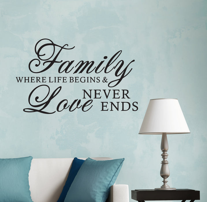 Wall Decal Love Life Family Home Interior Vinyl Decor Black 22.5 in x 14 in gz531
