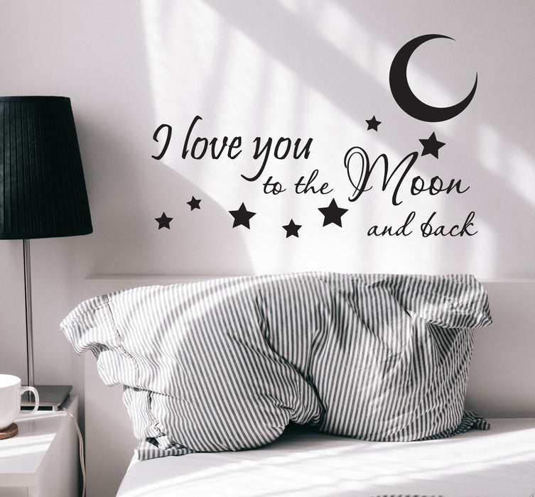 Wall Decal Love Romantic Moon And Back Interior Vinyl Decor Black 22.5 in x 14 in gz540